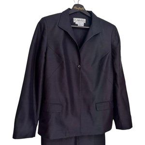 Carlisle Black Silk Button Front Blazer 10